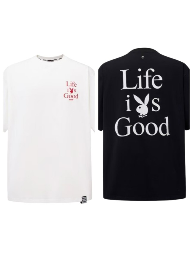 Unisex   Life Is Good  Bunny Slogan Front Back Print T-shirt 2 colors 29220128