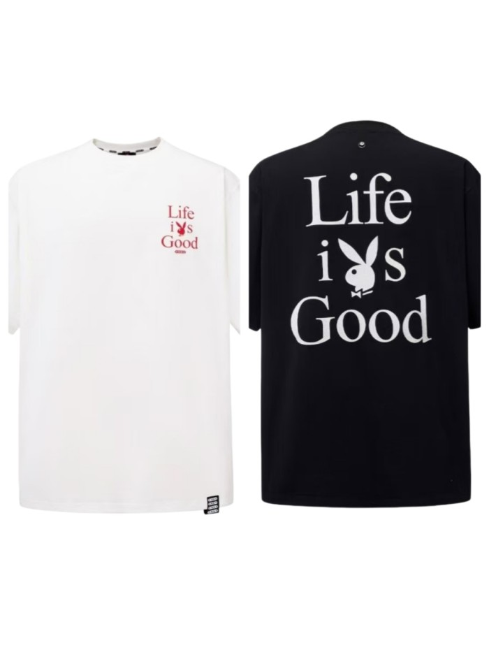 Unisex   Life Is Good  Bunny Slogan Front Back Print T-shirt 2 colors 29220128