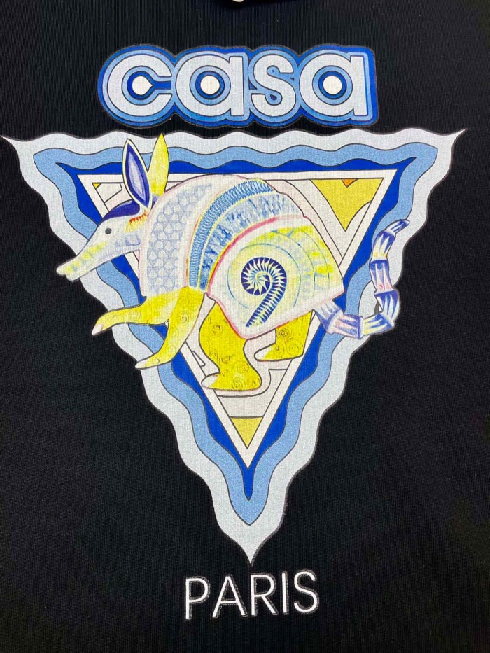 1:1 quality version Light Blue Triangle Illustrated Armadillo Paris Letter Print T-shirt 2 colors 29220558