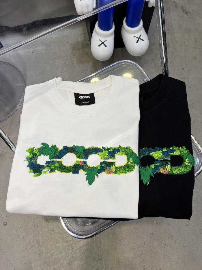3D Green Plant Embroidery Map Tee 2 colors 29220595