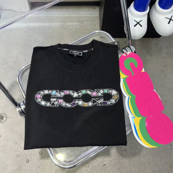Luxury Inlaid Gem Logo Embroidery Tee 2 colors 29220118