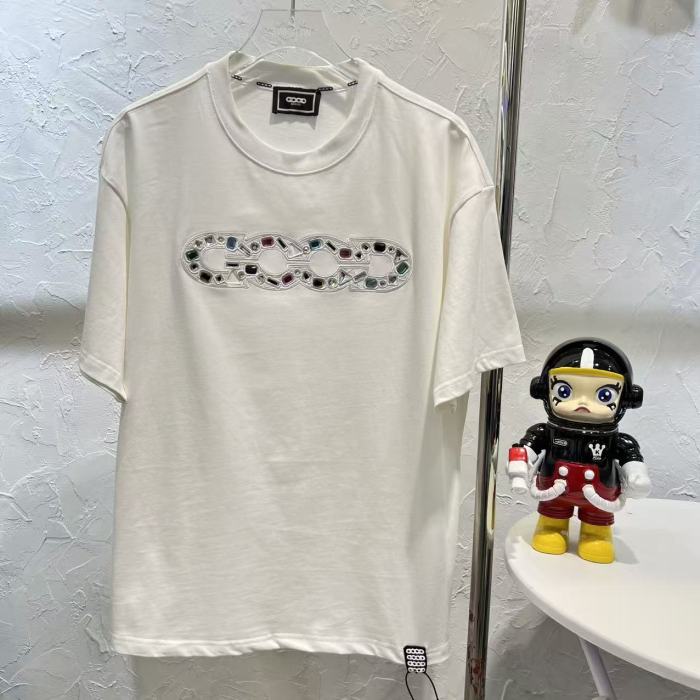 Luxury Inlaid Gem Logo Embroidery Tee 2 colors 29220118