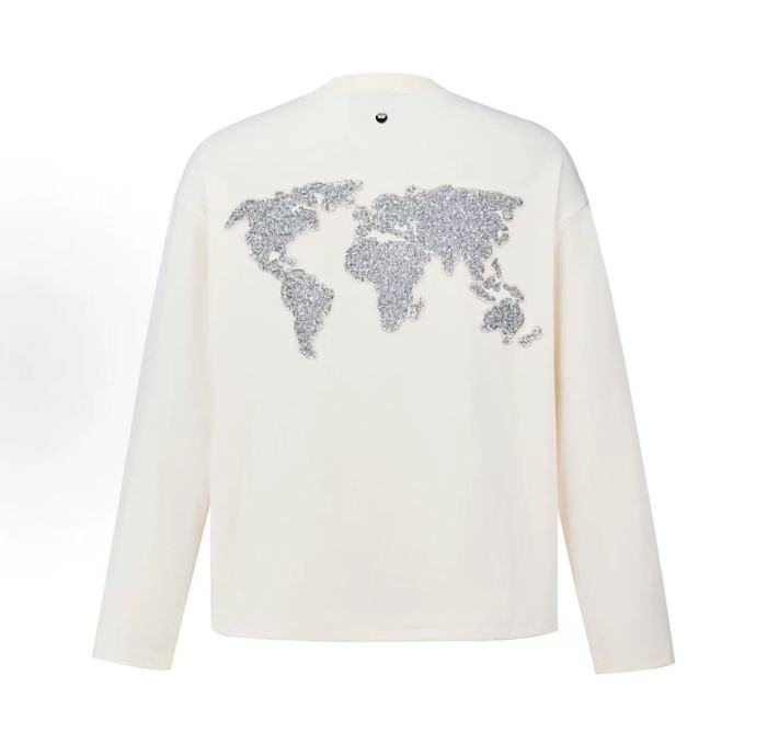Map Sequin Embroidery Basic Logo Long Sleeve T-shirt 2 colors 29220594