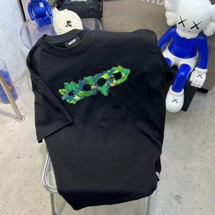 3D Green Plant Embroidery Map Tee 2 colors 29220595