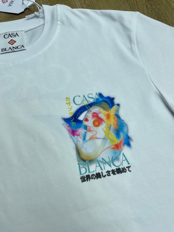 1:1 quality version Japanese Text Psychedelic Gradient Face Butterfly Dual Side Print T-shirt 29220562