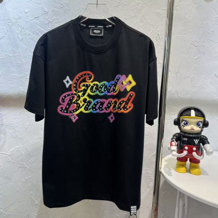 Unisex Colorful Slogan Rhinestone Luxury Fashion Premium T-shirt 2 colors 29220085