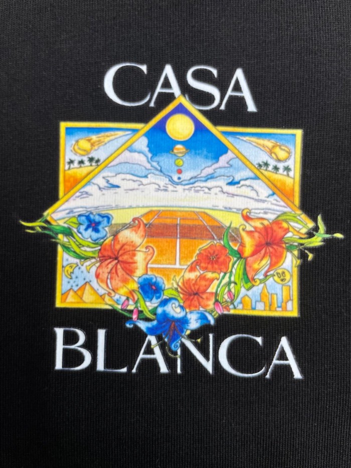 1:1 quality version Oversized Mediterranean Vintage Triangular Celestial Floral Tennis Digital Print T-shirt 2 colors 29220044