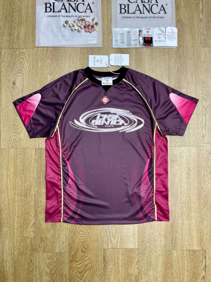 1:1 quality version Swirl Casa Logo Gradient Dot Print Mesh Panel V Neck Football Jersey T-shirt 29220794