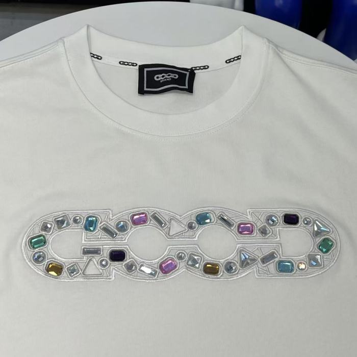 Luxury Inlaid Gem Logo Embroidery Tee 2 colors 29220118