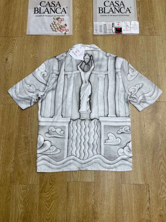1:1 quality version  Mural Goddess Tennis Cloud Wave Full Print Silky Viscose Camp Collar Shirt 29220508
