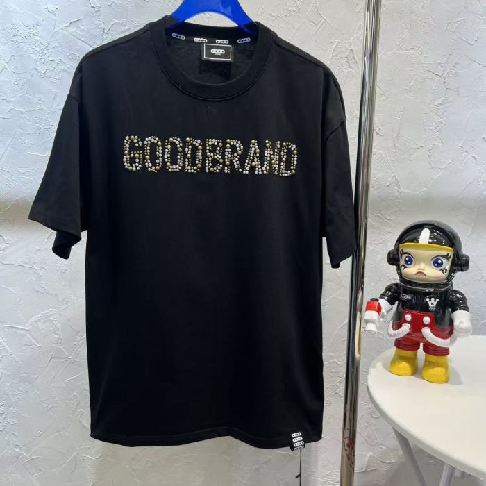 Slogan Champagne Fragment Hot Rhinestone Tee 2 colors 29220122
