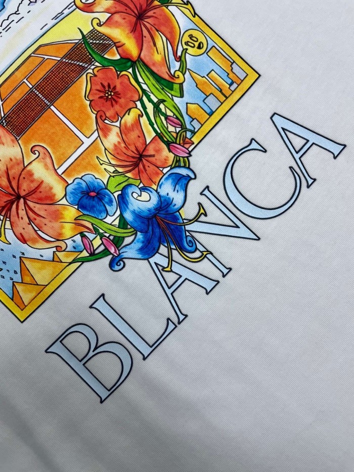 1:1 quality version Oversized Mediterranean Vintage Triangular Celestial Floral Tennis Digital Print T-shirt 2 colors 29220044