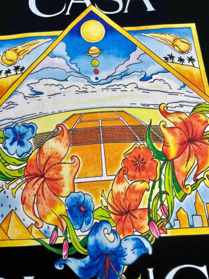 1:1 quality version Oversized Mediterranean Vintage Triangular Celestial Floral Tennis Digital Print T-shirt 2 colors 29220044