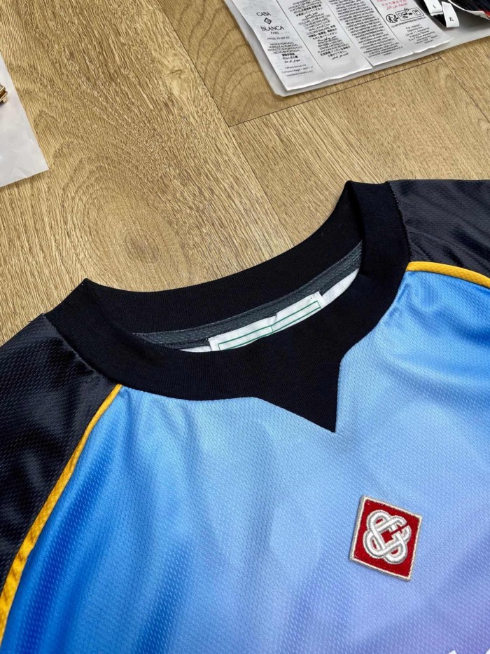 1:1 quality version Gradient Sunset Print Mesh Spliced Sports Football Jersey T-shirt 29220781