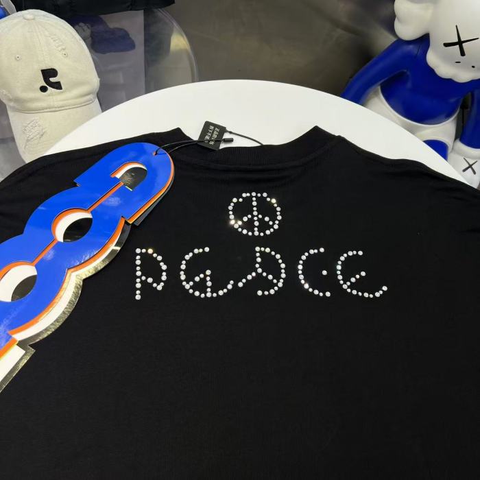 Streetwear Rhinestone Beaded Letter Tee 2 colors 29220602