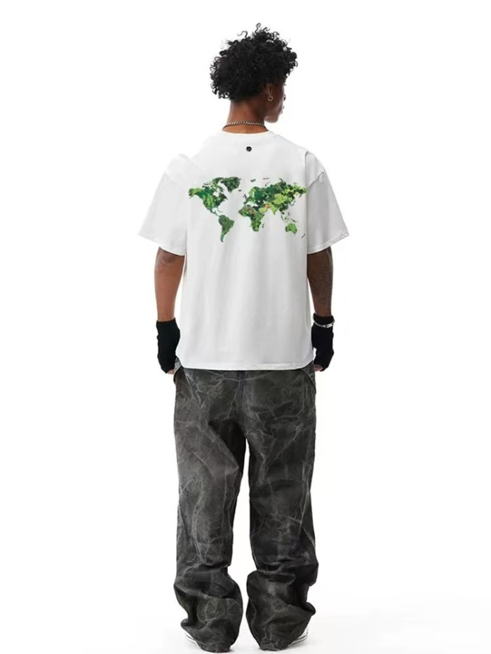 3D Green Plant Embroidery Map Tee 2 colors 29220595