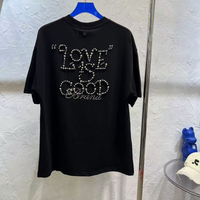 Round Pearl Letter Embroidery Tee 3 colors 29220600