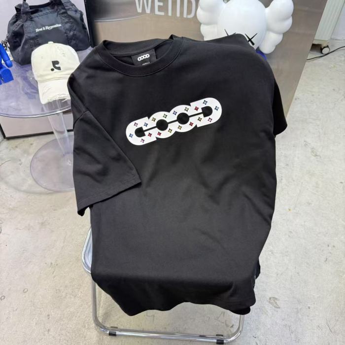 Rhombus Hollow Letter Color Rhinestone Foam Print Tee 2 colors 29220605