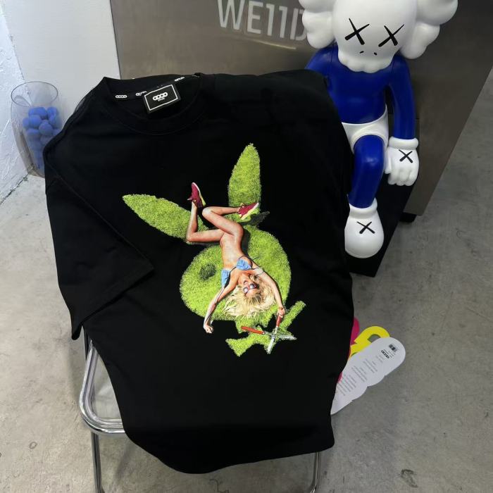 Bunny Shaped Green Lawn Lady Print Tee 29220125