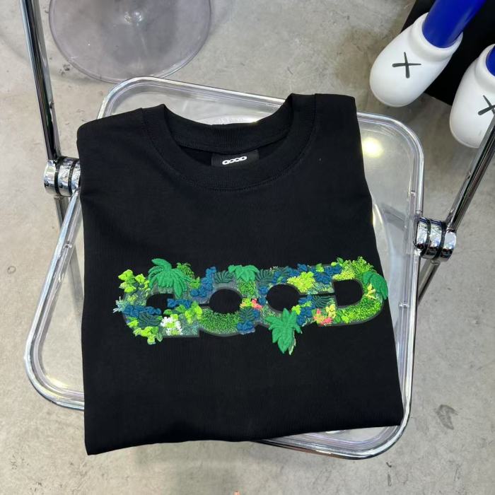 3D Green Plant Embroidery Map Tee 2 colors 29220595