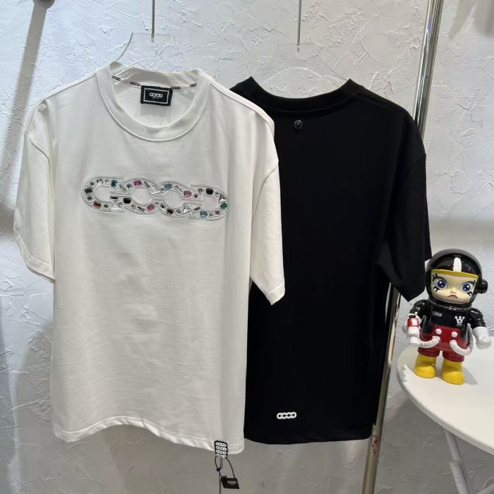 Luxury Inlaid Gem Logo Embroidery Tee 2 colors 29220118