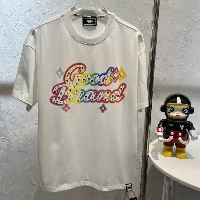 Unisex Colorful Slogan Rhinestone Luxury Fashion Premium T-shirt 2 colors 29220085
