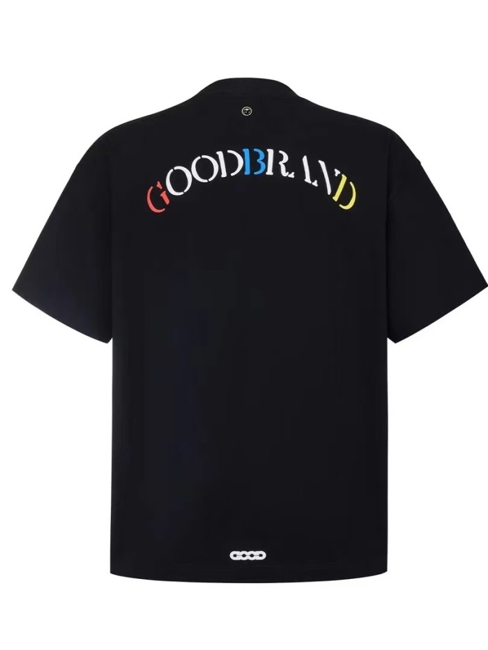 Unisex Multi Color Stacked Serif Brand Text & Arch Slogan Front Back Digital Print T-shirt 29220413