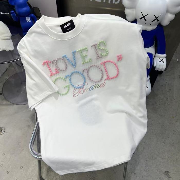 Summer Colorful Pearl Letter Tee 2 colors 29220598