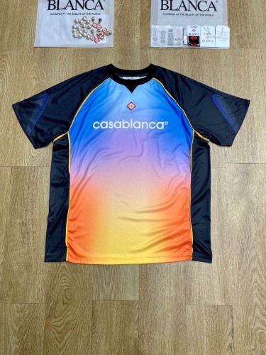 1:1 quality version Gradient Sunset Print Mesh Spliced Sports Football Jersey T-shirt 29220781