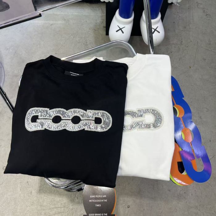Map Sequin Embroidery Basic Logo Long Sleeve T-shirt 2 colors 29220594
