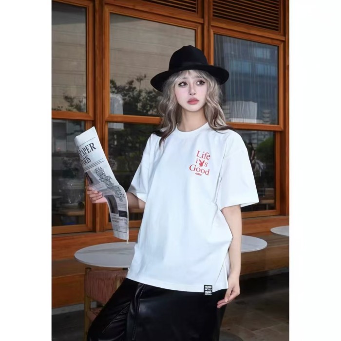 Unisex   Life Is Good  Bunny Slogan Front Back Print T-shirt 2 colors 29220128