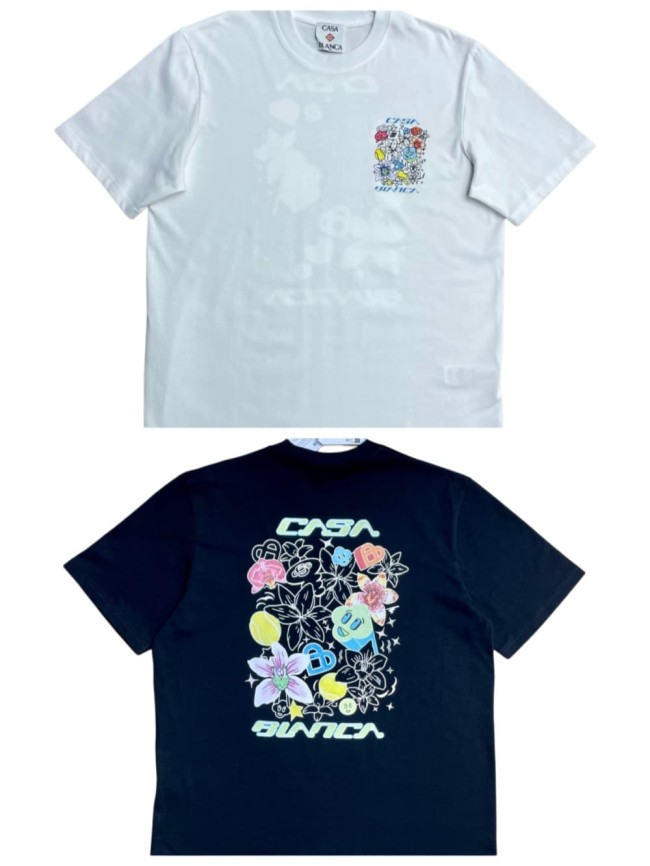 1:1 quality version Oversized Y2K Streetwear Graffiti Floral Smiley Tennis Doodle Digital Print T-shirt 2 colors 29220079