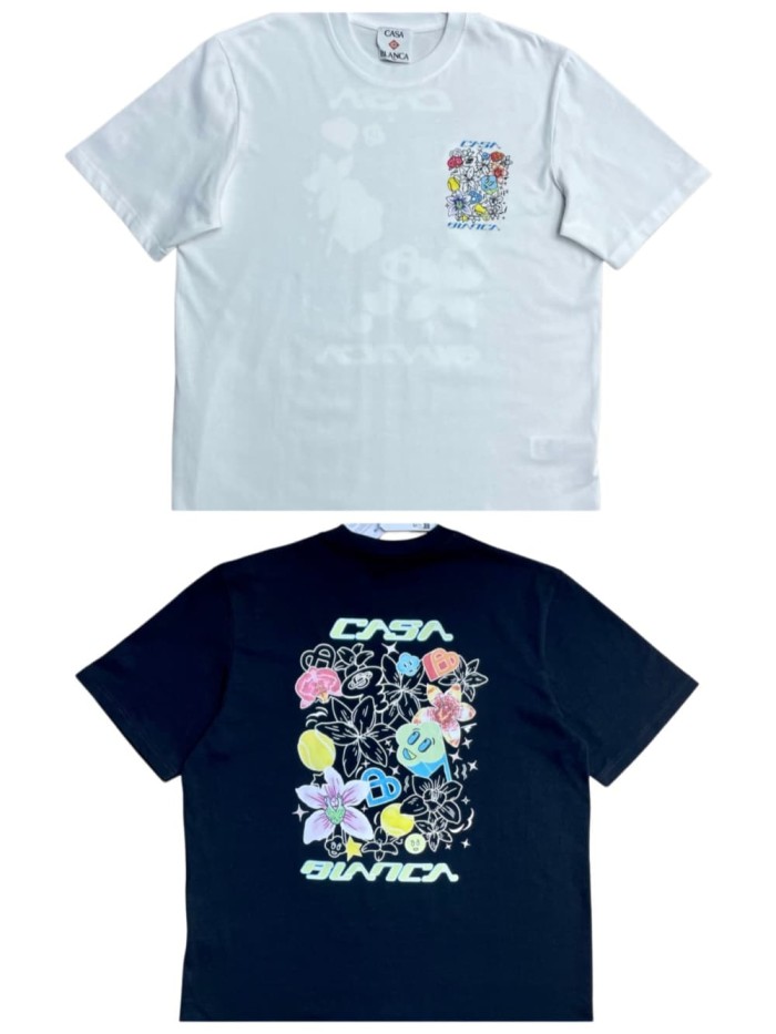 1:1 quality version Oversized Y2K Streetwear Graffiti Floral Smiley Tennis Doodle Digital Print T-shirt 2 colors 29220079