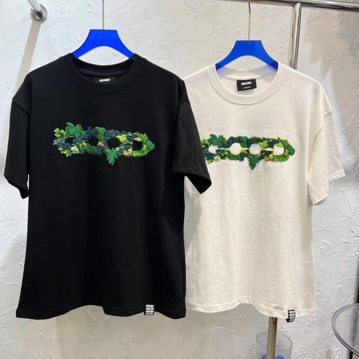 3D Green Plant Embroidery Map Tee 2 colors 29220595