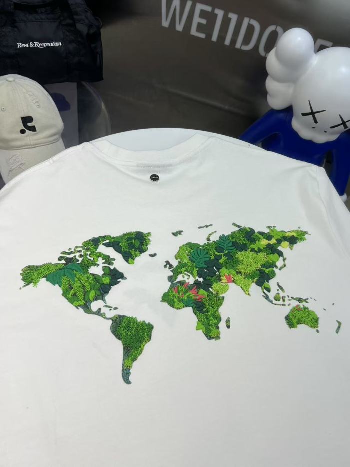 3D Green Plant Embroidery Map Tee 2 colors 29220595
