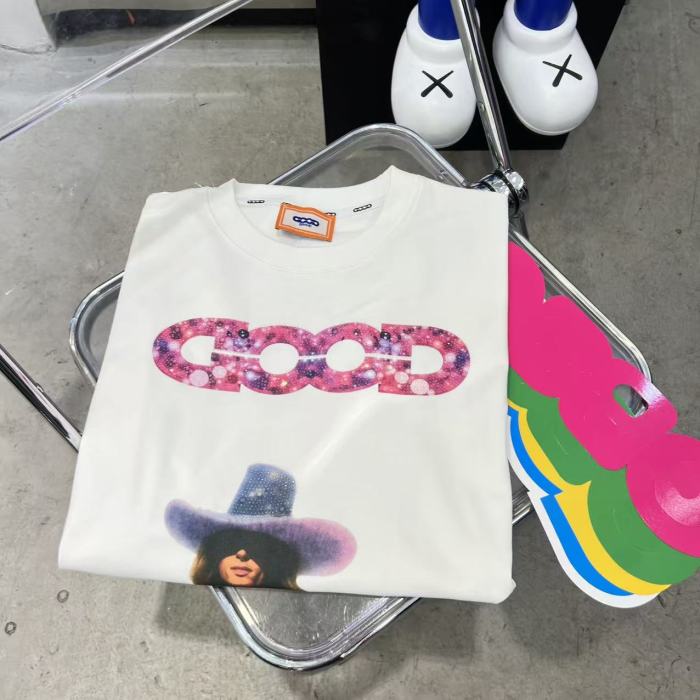 Year Of Horse Pink Denim Full Rhinestone Tee 29220114