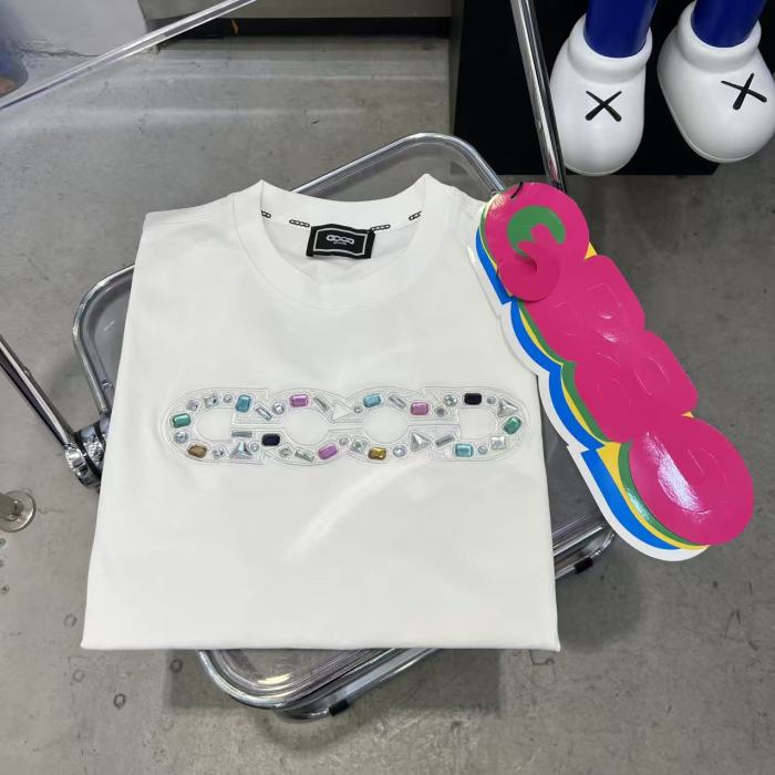 Luxury Inlaid Gem Logo Embroidery Tee 2 colors 29220118