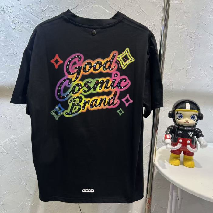 Unisex Colorful Slogan Rhinestone Luxury Fashion Premium T-shirt 2 colors 29220085
