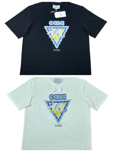1:1 quality version Light Blue Triangle Illustrated Armadillo Paris Letter Print T-shirt 2 colors 29220558