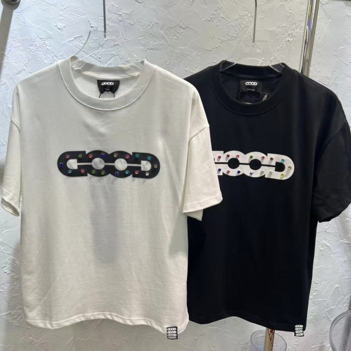 Hollow GOOD Color Rhinestone Print Tee 2 colors 29220606