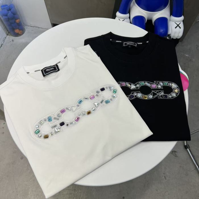 Luxury Inlaid Gem Logo Embroidery Tee 2 colors 29220118