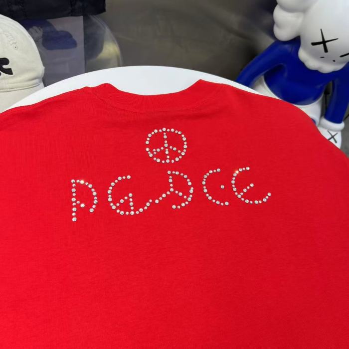 Streetwear Rhinestone Beaded Letter Tee 2 colors 29220602