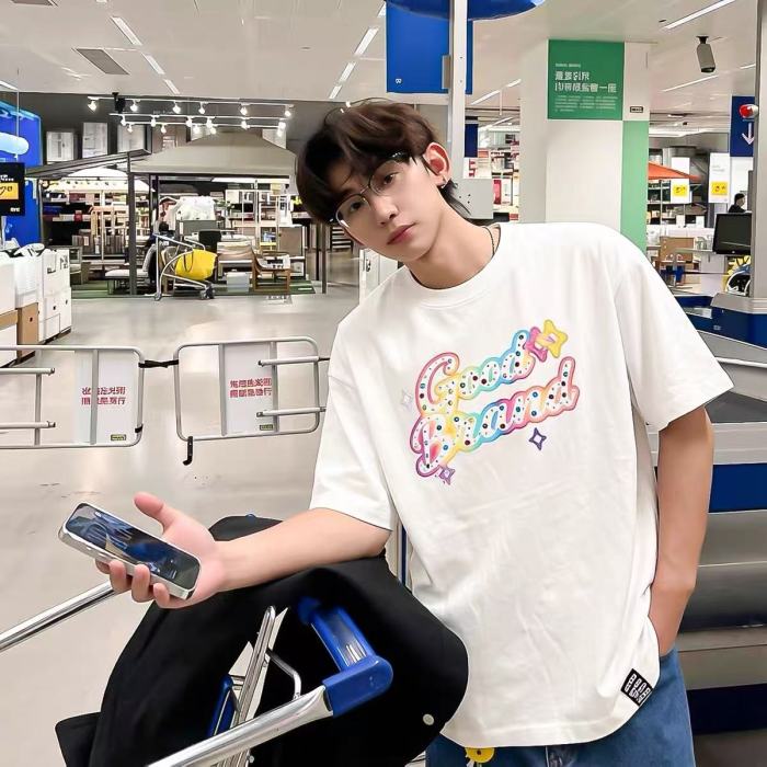 Unisex Colorful Slogan Rhinestone Luxury Fashion Premium T-shirt 2 colors 29220085