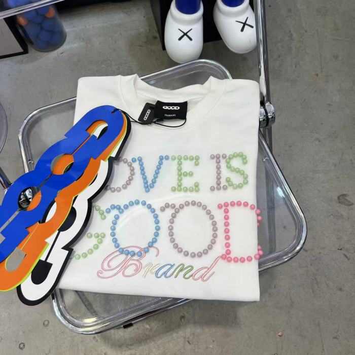Summer Colorful Pearl Letter Tee 2 colors 29220598