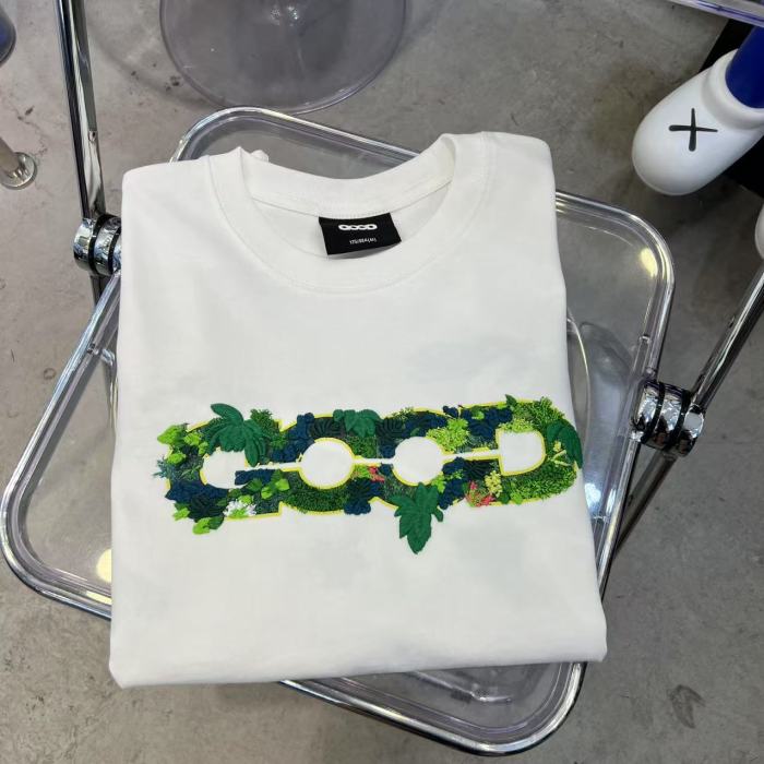 3D Green Plant Embroidery Map Tee 2 colors 29220595