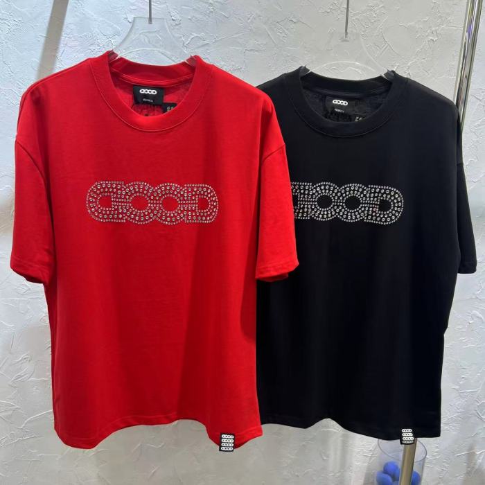 Streetwear Rhinestone Beaded Letter Tee 2 colors 29220602