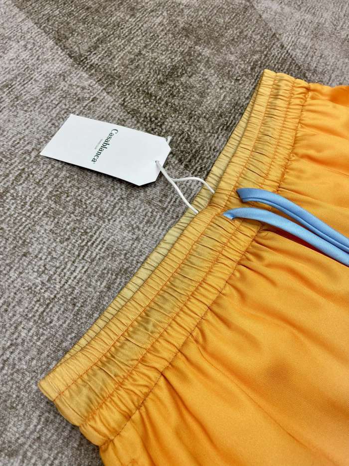 1:1 quality version Blue Orange Peach Gradient Wave Multicolor Striped Borde Silky Polo Shirt & Shorts Set 29220588