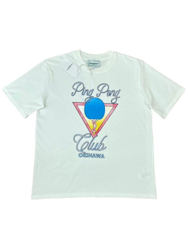 1:1 quality version Pink Triangle Ping Pong Paddle Cursive  Ping Pong Club Okinawa  Letter Print T-shirt 29220581