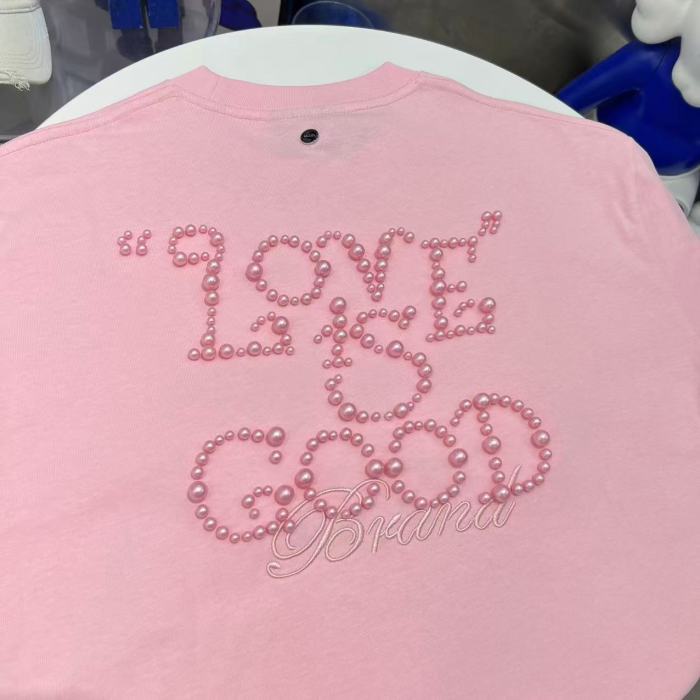 Round Pearl Letter Embroidery Tee 3 colors 29220600
