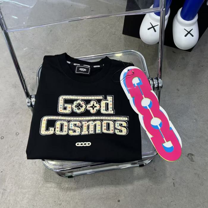 Around The World Color Rhinestone Embroidery Tee 2 colors 29220119